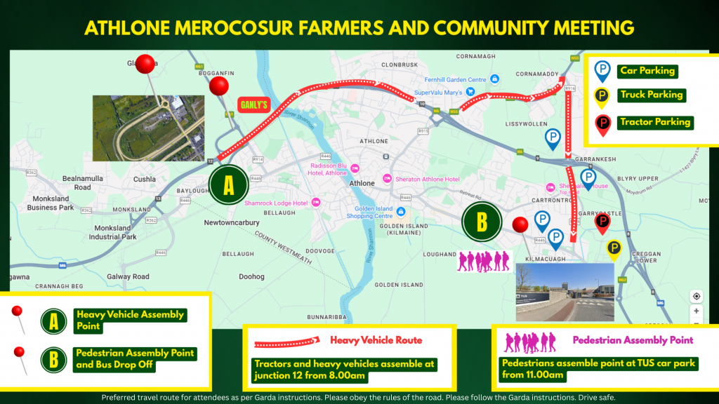 Thousands of farmers to meet in Athlone for protest over Mercosur trade deal - Highland Radio - Latest Donegal News and Sport
