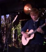 Ed Sheeran onstage at the London Irish Centre