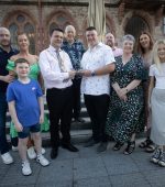 DARYL GURNEY HONOURED. . . .The Mayor, Ruairi McHugh made a special presentation to darts player Daryl Gurney to mark his success at the World Cup of Darts Championships 2025 during a reception in the Guildhall, Derry on Wednesday evening. Included are Daryl's friends and family. (Photos: Jim McCafferty Photography)