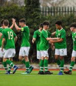 14 November 2018; Republic of Ireland players celebrate after Oliver O'Neill scored their side's second goal during the U16 Victory Shield match between Republic of Ireland and Wales at Mounthawk Park in Tralee, Kerry. Photo by Brendan Moran/Sportsfile