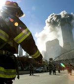 394263 12: (PUERTO RICO OUT) Firefighters walk towards one of the tower at the World Trade Center before it collapsed after a plane hit the building September 11, 2001 in New York City. (Photo by Jose Jimenez/Primera Hora/Getty Images)
