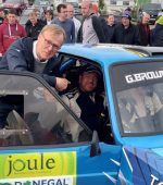 Former Donegal winner and World Champion Ari Vatanen giving Damian Tourish some advise on the Donegal Roads.