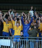 Burt celebrate their win at the O Donnell Park in the replay with Milford Photo Brian McDaid