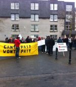 Protesters outside Council offices in Lifford