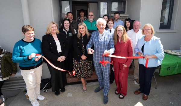 Noel Cunningham cuts the ribbon at for the Northwest Regional Drug & Alcohol Task Force who opened Rowan House – A New Hub for Recovery and Community Support in Donegal. Photo Clive Wasson