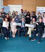 Póca Productions and Donegal County Council’s PEACEPLUS Partnership celebrate the official launch of New Horizon’s Countywide Programme – Building Respect for all Cultural Identities through Participatory Filmmaking- a Creative Path to Inclusion in the CoLab Letterkenny ATU pictured council and group representative sand seated are Pauline Smyth, Peaceplus Programme, Camilla Meegan, Póca Productions, Paul Canning, Cathaoirleach Doengal County Council, Kieran Kelly, Póca Productions and Andrew McNulty, Arts and Cultural Officer, Donegal County Council.   Photo Clive Wasson