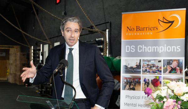 An Taoiseach Simon Harris visits the No Barriers Foundation in Letterkenny on Friday last.  Photo Clive Wasson