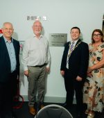 Derry City & Strabane District Council Mayor Ruairí McHugh pictured with John Kelpie, CEO of DC&SDC, Gavin Boyd, Chair of Sport NI, and Karen McFarland, Director of Health and Communities for DC&SDC at the opening of the new Melvin Sports Hub.