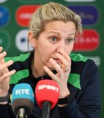 2 March 2026; Head coach Carla Ward during a Republic of Ireland women media conference at Tallaght Stadium in Dublin. Photo by Stephen McCarthy/Sportsfile