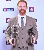 8 March 2024; AIB GAA Club Footballer of the Year Conor Glass with his AIB GAA Club Footballer of the Year and Football Team of the Year awards during the AIB GAA Club Players Awards, held at Croke Park in Dublin. Photo by Sam Barnes/Sportsfile *** NO REPRODUCTION FEE ***