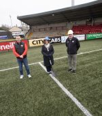 BRANDYWELL STADIUM WORK TO START THIS WEEK. . . .The Mayor of Derry City and Strabane District Council, Patricia Logue pictured with Robbie Martin and Sean Barrett, Directors, Derry City FC for the official announcement that the initial stages of works for the redevelopment plans at the Ryan McBride Brandywell Stadium will commence later this week. (Photo: Jim McCafferty Photography)