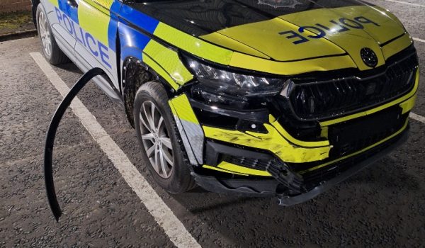 Damaged police car DC