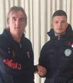 Danny Morrissey with Harps Manager Ollie Horgan