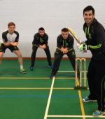 David Rankin, Craig Young, Stuart Thompson and Andy  McBrine at the launch of the new NW Indoor Cricket League
