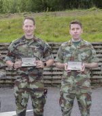 Members of the 28th Bn of the Defence forces pictured after they received tokens of appreciation from the staf of the Letterkenny Vaccination Centre.  In photo are Pte kee, Sgt Gillen, Cpl Coleman and Pte McLaughlin.  (NW Newspix)