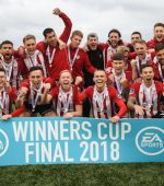 Derry celebrate winning the 2018 EA Sports Cup
