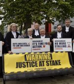 Donegal based Barristers portest outside Buncrana Courthouse.  (North West Newspix)