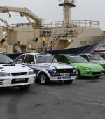 Rally cars  lined up along the pier in Killybegs beside The Atlantic Challenge for the Rally Press Conference on Tuesday evening. Photo Brian McDaid