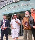 Joan Crawford, Failte Ireland, Cllr Jack Murray, Cathaoirleach of Donegal County Council, Street performer Dr Proctor, Paul Browne, CEO & Artistic Director, Earagail Arts Festival and Meadhbh Conaghan, EAF Chairperson at the official launch of the 35th annual Earagail Arts Festival at An Grianán Theatre, Letterkenny. The festival will take place through out Donegal from the 9th to the 24th July, Visit EAF.ie. Photo: Donna El Assaad *No Charge*