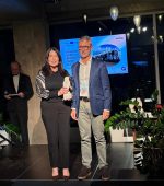 ERNACT's Jose Manuel San Emeterio and Leona McGee receiving the award