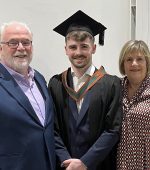 Letterkenny man, Eoin Stevenson, pictured at his graduation from University of Galway, with parents Eamon and Susan.