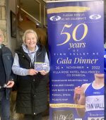 Maggie Doherty buying the first ticket for the Finn Valley AC gala dinner with club chairperson Patsy McGonagle and registrar Ann Slevin