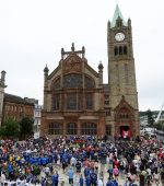 The scene in the Guildhall square during Tuesday's O'Neill's Foyle Cup opening ceremony.