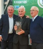 Fr Michael Sweeney along with Ray Houghton and  Jim McConnell. Photo -Fanad Utd.