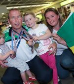 Kieran Murrray from Ramelton, Donegal with his children Grace and Chloe and wife Olivia.
