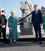 At the opening of the new extension to the pier at Killybegs Harbour  by Charlie McConalogue TD Mionster for Afgriculture Food and Marine on Friday. from left are Fergal hegarty, Harbour Master, Christine Cunningham Killybegs Mayor, Minister Charlie McConalogue TD and Niamh Kennedy, Cathaoirleach Donegal County Council.   Photo Clive Wasson