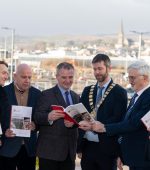 Graham Diamond, Planner, Paul Christie, Planner, Liam Ward, Donal Mandy Kelly, Cathaoirleach Letterkenny Municipal District, John McLaughlin, Director of Community Development & Planning Services, Donegal County Council CE and Eunan Quinn, Senior Planner, Donegal County Council at the launch of the Lettterkenny Town Plan Consultation.  Photo Clive Wasson