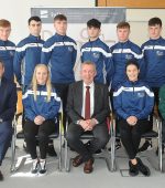 Pictured are recipients of the New Entrant Sports Scholarships awarded at Letterkenny Institute of Technology. Front row (L-R) Billy Bennett, VP for Academic Affairs and Registrar , Danielle McDevitt, Glenties, a Donegal County Minor team member, Paul Hannigan, President, LYIT, Zoe Campbell, Lifford, a Donegal County Minor team member. Paul Lynch Student Union President .  Back row (L-R) AnnMarie Kelly, Registrars Office , Stephen Doherty, Buncrana, a Finn Harps U19 player , Ryan Hilferty, Letterkenny, a Donegal County Hurling team member , Adam Duffy, Fahan, a Finn Harps senior team player , Keelan McGroddy, Downings, a Donegal County Minor team member, Sean McBride, Ballybofey, a Derry City U19 player, Keelan McGill, Fintown, a Finn Harps U19 player. Josephine Wilson, Student Union Administrator .Photo by Gerard McHugh