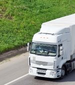 White truck on a highway