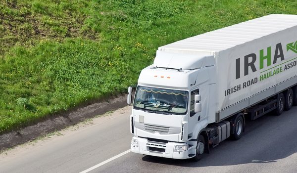 White truck on a highway