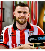 Derry's Patrick McClean with his Man of the Match Award.