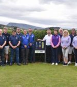 Members of the 24 for 24 team with Club President, Tony McGilloway (centre) and Dunfanaghy Club Captains, Siobhan Bogues (right) and Raymond Shields (left).