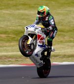 Rhys Irwin celebrating his second win of the season at Brands Hatch British Superbikes