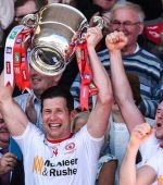 Sean Cavanagh lifts the Anglo Celt Cup in 2017