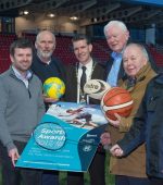 Pictured at the launch of the annual Derry City and Strabane District Sports Awards with Deputy Mayor, Councillor John Boyle are Ryan Deighan, Aidan Lynch DCSDC, Bill Anderson, Harry Rutherford, Moss Dineen and William Lamrock
