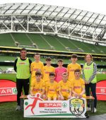 29 May 2019; The SPAR FAI Primary School 5s National Finals took place in AVIVA Stadium on Wednesday, May 29, where former Republic of Ireland International Keith Andrews and current Republic of Ireland women's footballer, Megan Campbell were in attendance supporting as girls and boys from 13 counties battled it out for national honours. The 2019 SPAR FAI Primary School 5s Programme was the biggest yet with a record 37,448 participants from 1,696 schools taking part in county, regional and provincial blitzes nationwide. Pictured is the  St. Oran's NS team from Cockhill, Co. Donegal, at the Aviva Stadium in Dublin. Photo by Harry Murphy/Sportsfile *** NO REPRODUCTION FEE ***