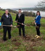 Derry City and Strabane District Council, Alderman Graham Warke with Agriculture Minister Edwin Poots MLA and Minister for Infrastructure, Nicola Mallon MLA at Strathfoyle with Karen Phillips, right,  Director of Environment and Regeneration at Derry City and Strabane District Council and Director, Pauline Campbell (Housing & Urban Regeneration)