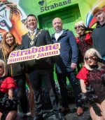 Representatives from Class Act Theatre Group, Much Ado Stage School, and Encore Performing Arts Academy, along with Chair of Strabane Chamber of Commerce Chair Michael Kelly, and Mayor Ruairi McHugh came together on Saturday to promote the upcoming Summer Jamm festivities in Strabane town.