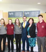 TY students from Abbey Vocational School, Donegal Town and St. Columba’s College Stranorlar pictured with Patrice Duffy and Sean Carney from LYIT