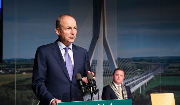 An Taoiseach Micheál Martin pictured at the funding announcement under the Shared Island Local Authority Development Funding Scheme in Cavan yesterday