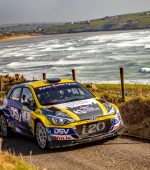 Photo by Ruaidhri Nash) Josh Moffett and Andy Hayes lead the Acesigns Irish Tarmac Rally Championship after four rounds.