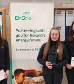 Winners of the EirGrid Cleaner Climate Award – Kerry, Muireann and Aine with EirGrid Graduates Abbey Corr and Anna Potterton at SciFest 2024 regional final in ATU Donegal.