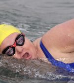 Anne Marie nears the end of another gruelling training swim in Sheephaven Bay.