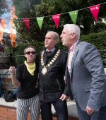Dannie Burns at the Letterkenny Chamber Busking Festival on Saturday last.  Photo Clive Wasson