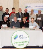 DONEGAL COMMUNITIES RECEIVE OVER €1.1 MILLION FROM SSE AIRTRICITY COMMUNITY FUND AND SPONSORED WALK - 55 local groups receive share of €105,249 community fund this year -
Community groups benefit from over €1.1 million since 2007 - Pictured are representative from the community groups who collected there cheques on Monday last in the Villa Rose Ballybofey front from left are Eugene Gallagher, Sean MacCumhaills,  Seamus Herron, Service Manger SSE Airtricity, Anne Reynolds, SSE Airtricity Community Development Officer and Cora Harvey, Cappry Rovers.  Back from left Brian Anderson, Twin Towns Boxing Club, Coulter Blackburn, Raphoe Congregational Church, Stephen Hasson, Illistrin Football Club, Sean Bonner, Glenfinn GAA, Ciaran Mac Ruaidhrí, Gairmscoil Chú Uladh, John Willie McNulty, Cappry Rovers, Ruth Blackburn, Raphoe Congregational, Sammy Devenney, St Ninians Convoy and Roy Kennedy, St. Ninians Convoy. Photo Clive Wasson