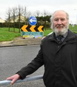 George Boal at the offical renaming of the Calhame Roundabout, Mountain Top, Letterkenny to the George Boal Roundabout on Monday. Photo Clive Wasson